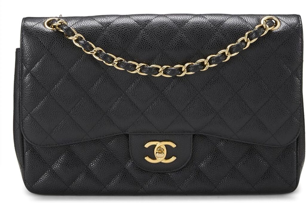 Chanel, Pre-Loved Black Quilted Caviar New Classic Double Flap Jumbo, Black