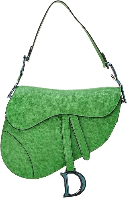 Dior Women's Pre-Loved Green Grained Calfskin Saddle Bag