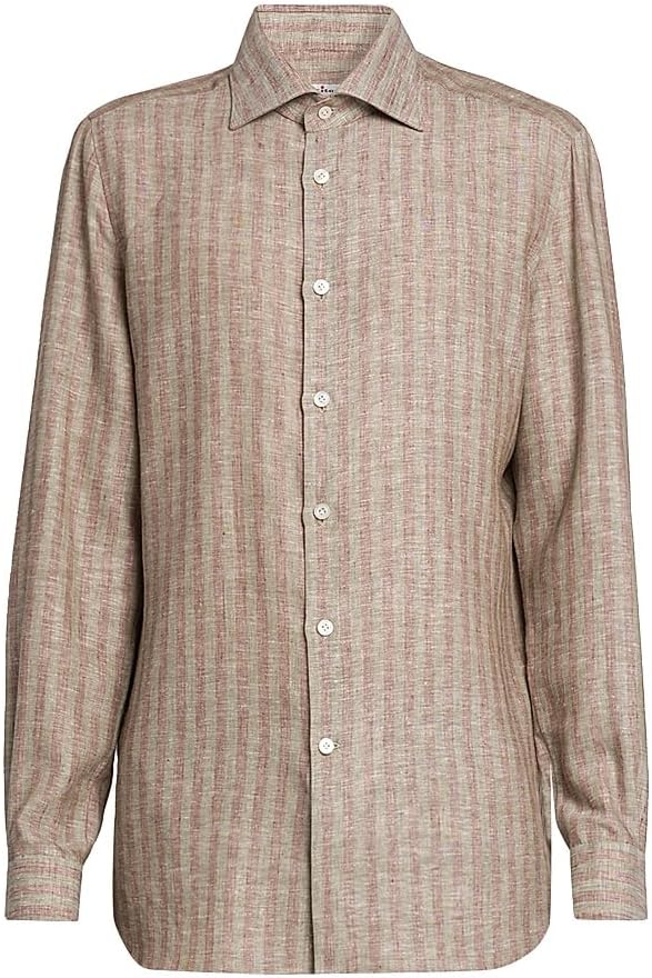 Kiton Bengal Striped Linen-Blend Shirt