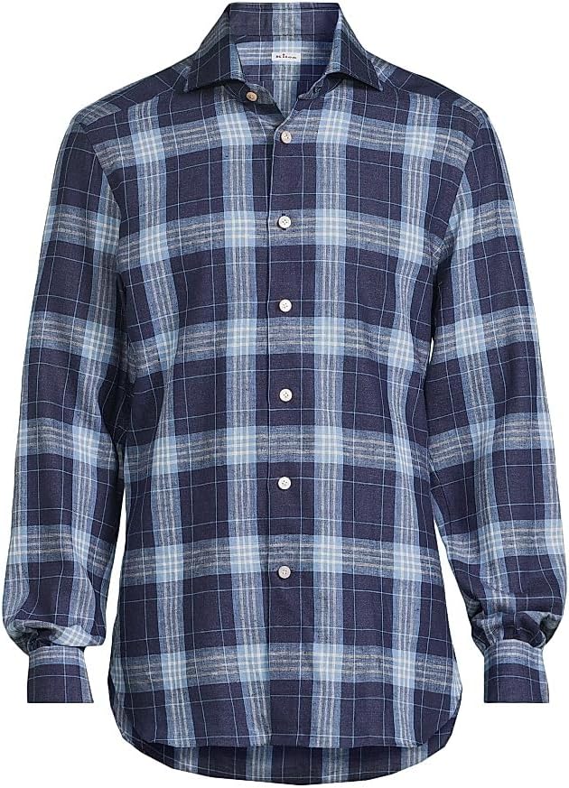 Kiton Large Plaid Linen-Blend Shirt