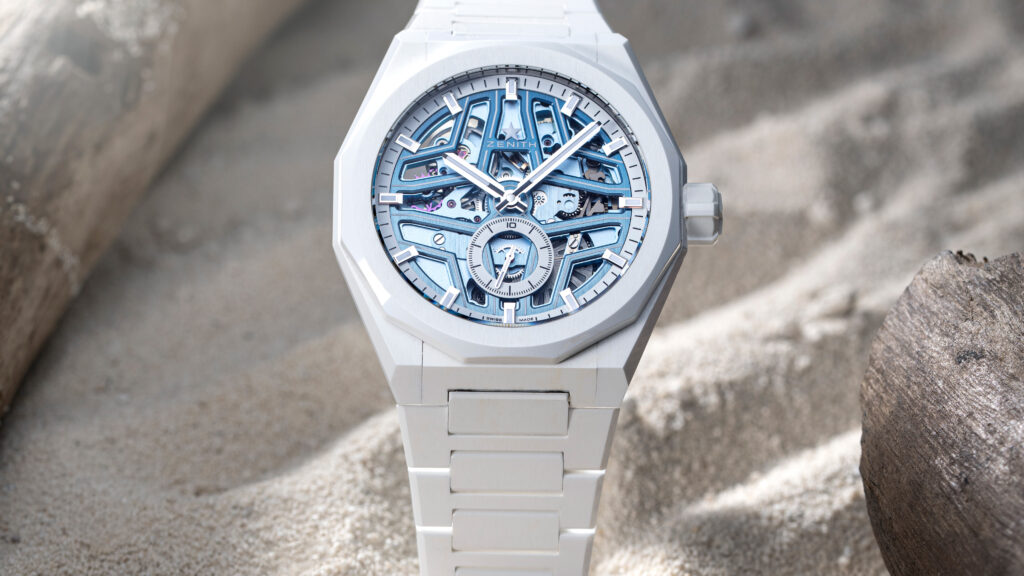 DEFY Skyline Skeleton with a brilliant white ceramic case