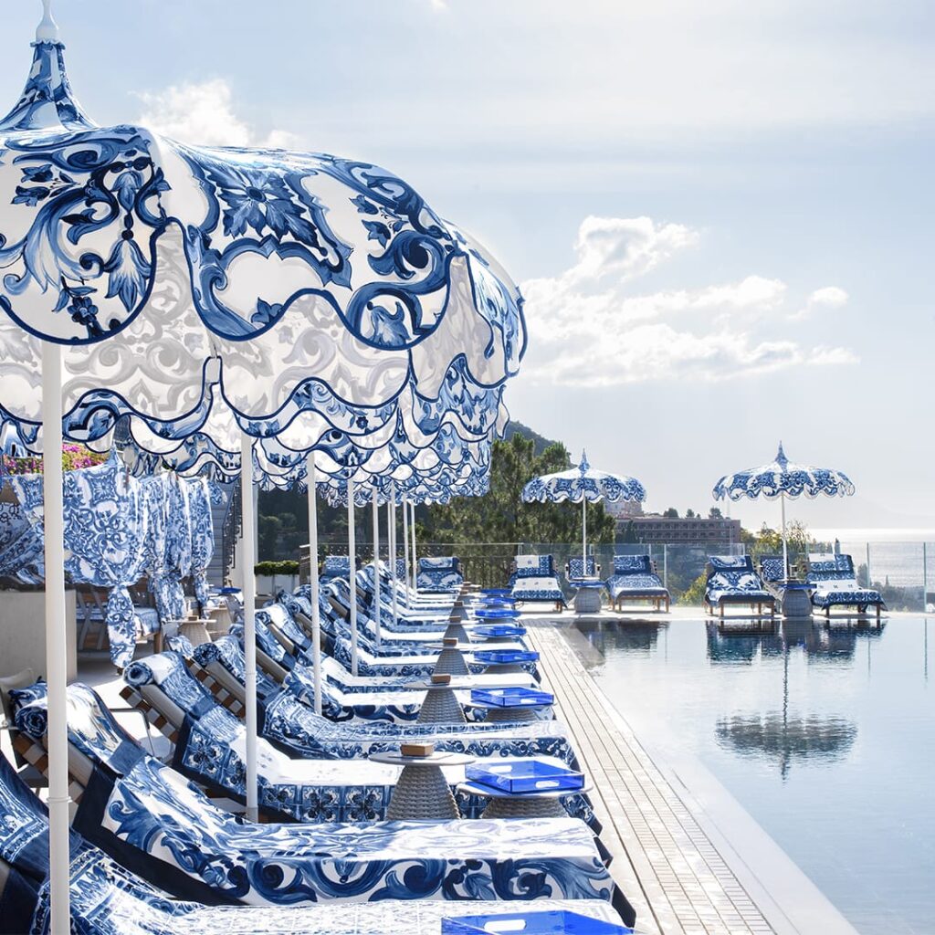 San Domenico Palace Dolce&Gabbana’s Blu Mediterraneo mood—blue-and-white maiolica motifs