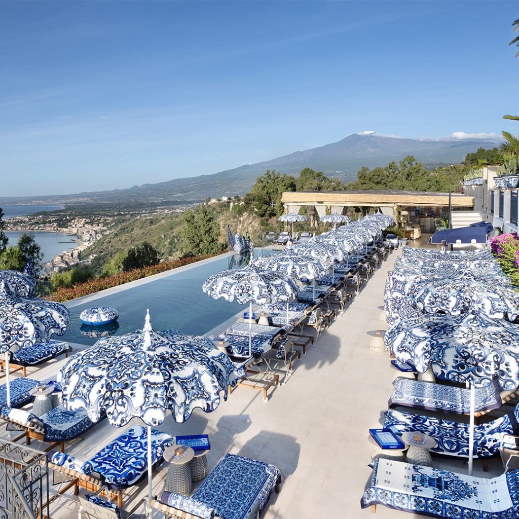 San Domenico Palace Dolce&Gabbana’s Blu Mediterraneo mood—blue-and-white maiolica motifs
