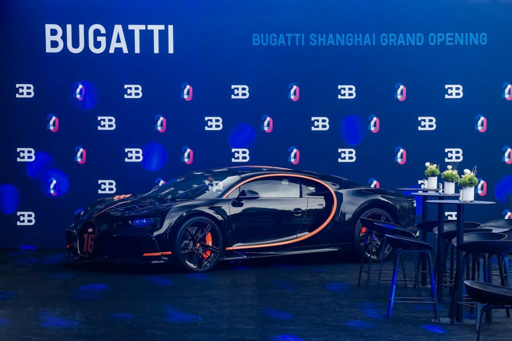 Bugatti Tourbillon showcased under spotlights