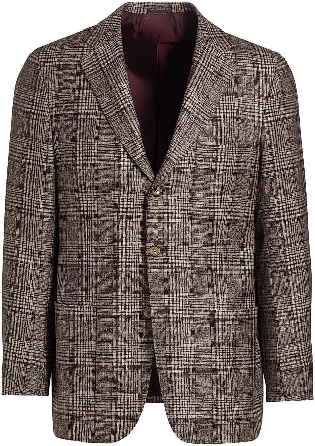 Kiton Wool-Cashmere Plaid Single-Breasted Sports Jacket