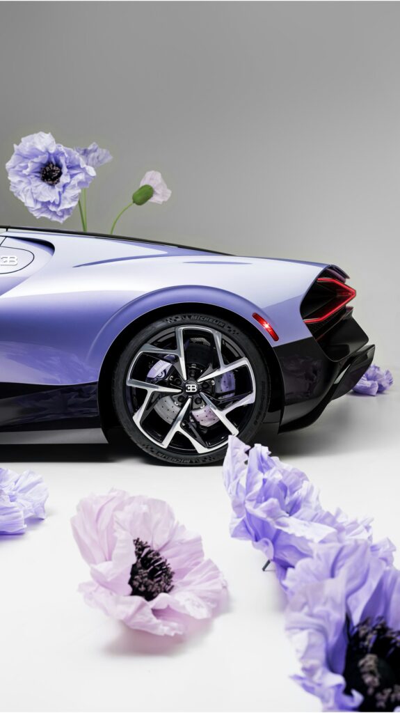BUGATTI Mistral element of 'Caroline's exterior is its bespoke Lavender paintwork